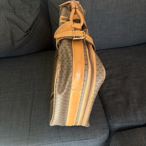 Gucci Vintage Authentic Coated Canvas Travel LuggageSherry Line Stripes 1980’s - Picture 15 of 17